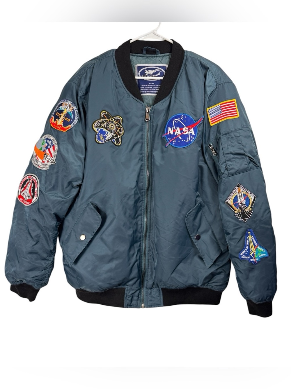 NASA Space Shuttle Flight Patches Bomber Jacket Men's XXL Up and Away